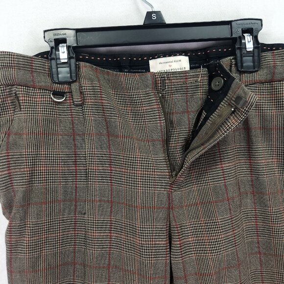 Anthropologie The Essential Slim Ankle Trousers Size 4 Plaid Zip Pockets - Picture 4 of 16